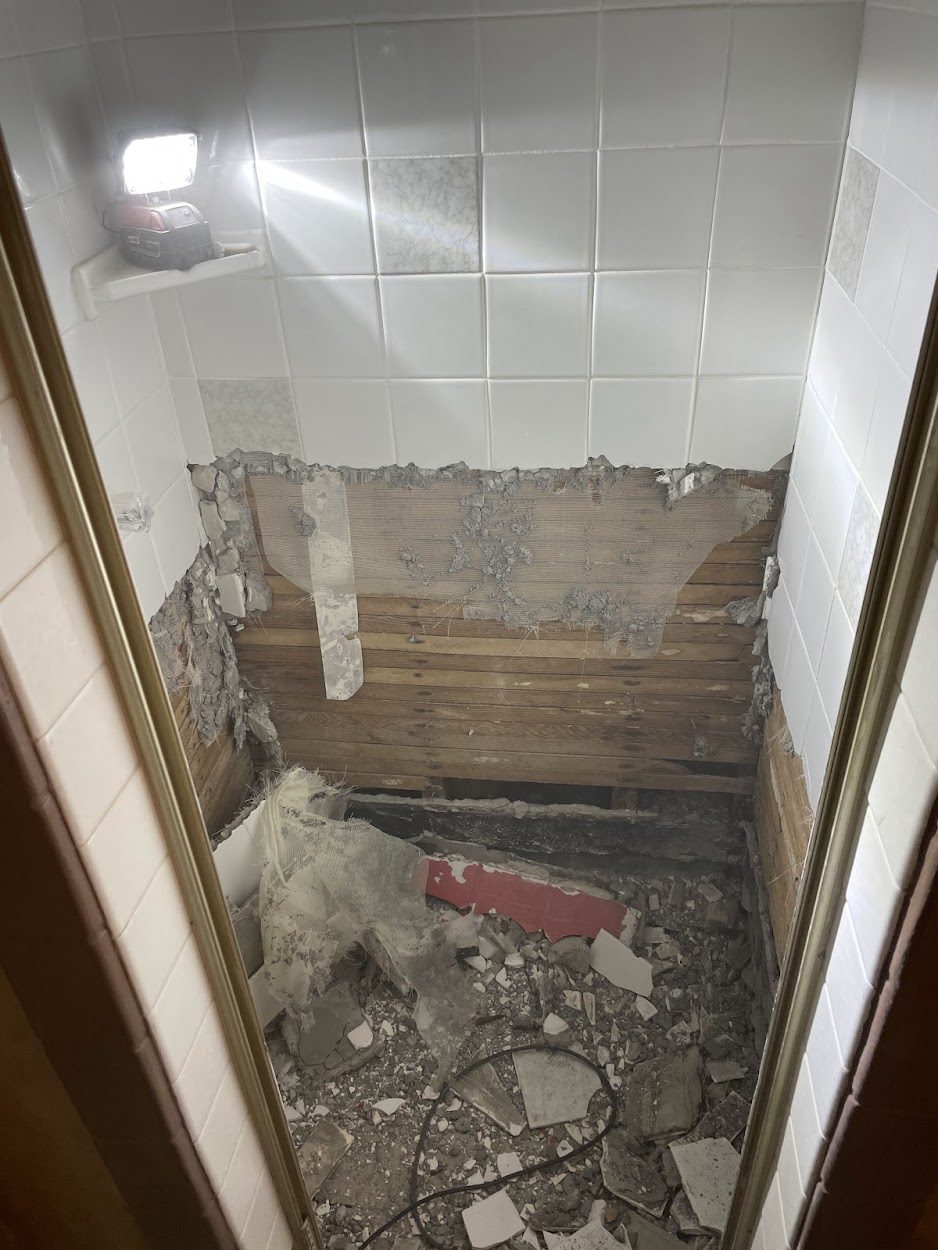 Existing shower stripped out