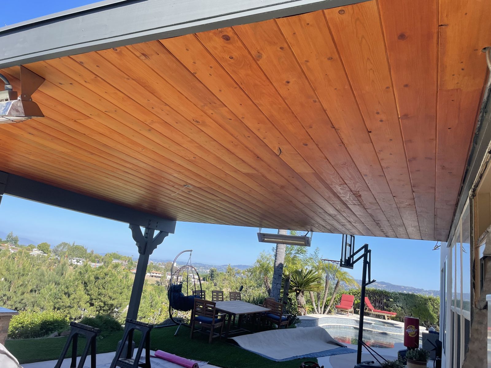 Tongue and groove timber patio ceiling